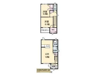 シャーメゾン岩鼻II(2LDK/1階)の間取り写真