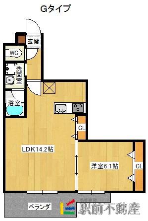 MOCO-DICE(1LDK/3階)の間取り写真