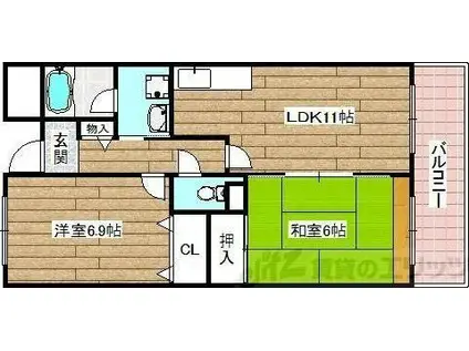 ラルク・アン・シェル(2LDK/3階)の間取り写真