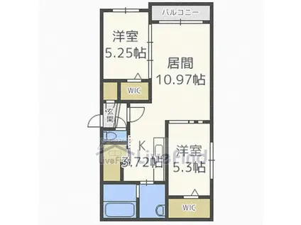 ワイズ中の島(2LDK/4階)の間取り写真