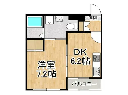 グレイス長等(1DK/3階)の間取り写真