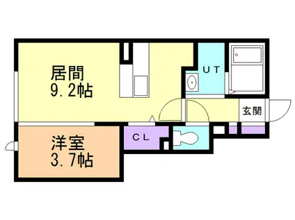 ウィット森人(1DK/1階)の間取り写真