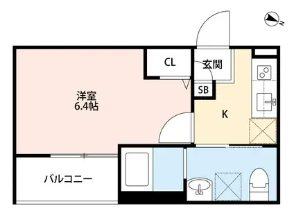 フルール(1K/1階)の間取り写真