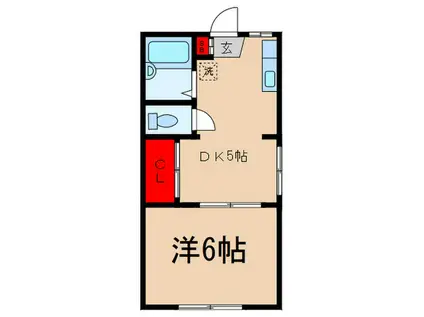 若葉ハウス(1DK/1階)の間取り写真