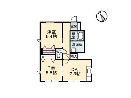 パティオフローラ E棟(2DK/1階)の間取り写真