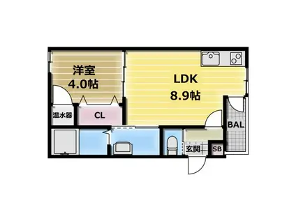 グランディール近江堂(1LDK/2階)の間取り写真