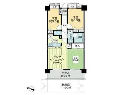 ライオンズマンション西新井大師第5(2LDK/4階)の間取り写真