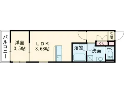 ARIVIA知立(1LDK/2階)の間取り写真