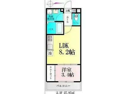 春ひなたのルミーナ(1LDK/2階)の間取り写真
