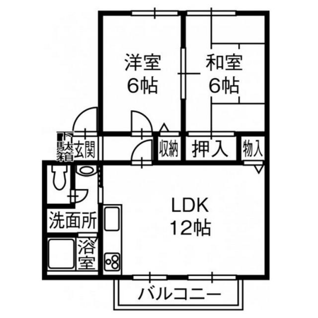 サンビレッジ川合 A棟(2LDK/2階)の間取り写真