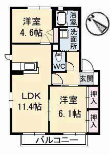 フィグタウン2I棟(2LDK/1階)の間取り写真