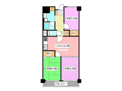 飛鳥山スカイハイツ(3LDK/4階)の間取り写真