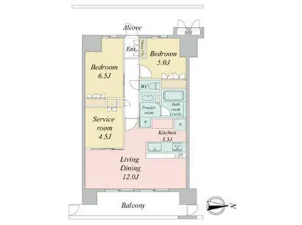 ラフィシア上前津(2SLDK/7階)の間取り写真