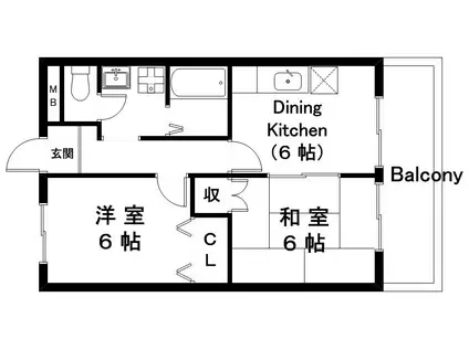 セゾンフルール(2DK/4階)の間取り写真