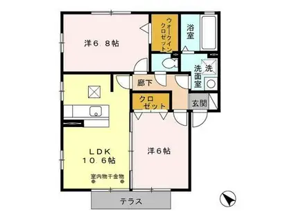 ディアコートI(2LDK/2階)の間取り写真