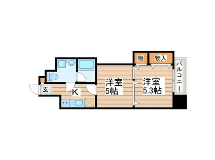 定禅寺HILL(2K/3階)の間取り写真