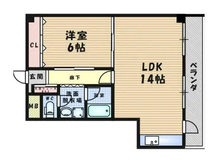 ポート武庫之荘(1LDK/2階)の間取り写真