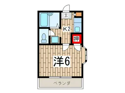 スカイハイツ(1K/1階)の間取り写真