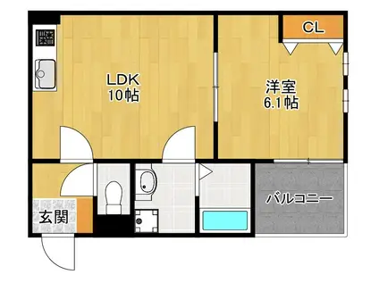 アート枚方宮之阪(1LDK/3階)の間取り写真