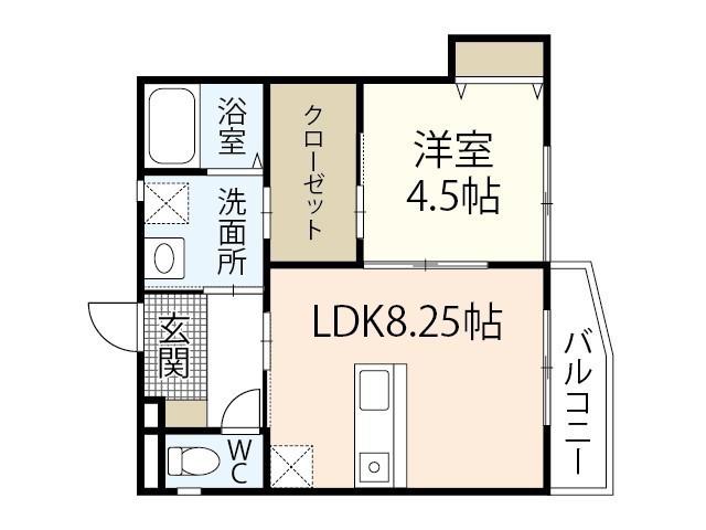 LA PORTE江波本町(1LDK/2階)の間取り写真