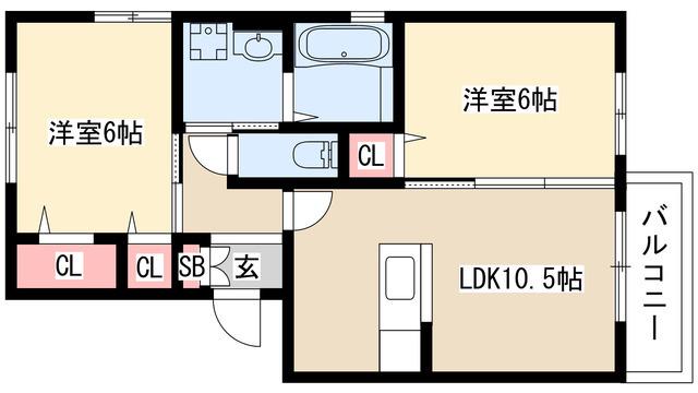 さくら館(2LDK/1階)の間取り写真