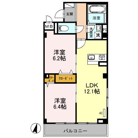 エクセレントヒルズ(2LDK/1階)の間取り写真