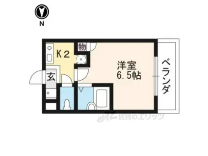 カーサ桃山(1K/1階)の間取り写真