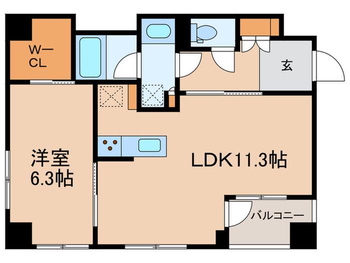 ベルファース駒沢三丁目(1LDK/1階)の間取り写真