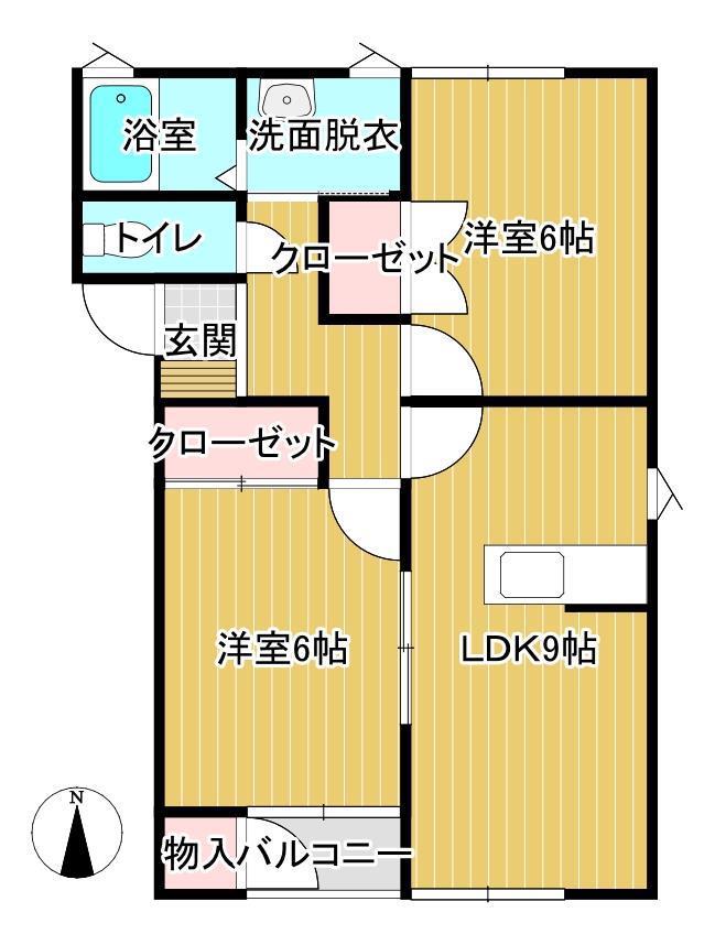 メゾンセレーノ弐番館(2LDK/2階)の間取り写真
