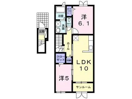 ヴィラ ルミナーレ II(2LDK/2階)の間取り写真