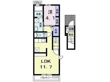 ベル クラール(1LDK/2階)の間取り写真