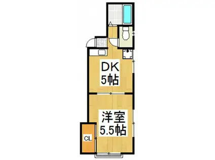 ワカナコーポ(1DK/2階)の間取り写真