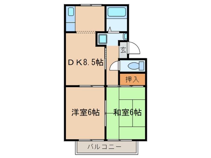 ニューシティー寛(2DK/2階)の間取り写真