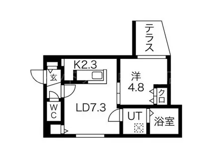 ブランシャールチェレステ鳥居前(1LDK/1階)の間取り写真