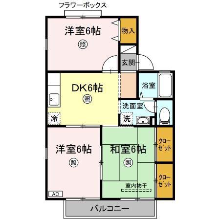 セジュール貴富禰II(3DK/2階)の間取り写真