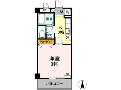 リビングタウン厚木(1K/2階)の間取り写真