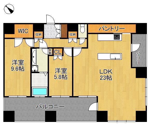 MOJI MID AIR 2401号(2LDK/24階)の間取り写真