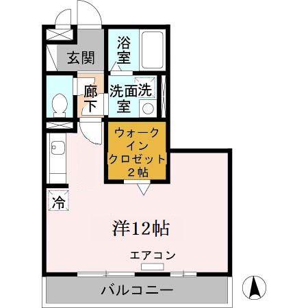 ロータスコート(ワンルーム/2階)の間取り写真