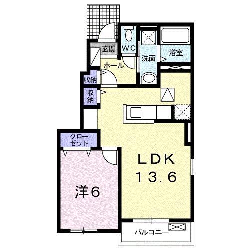 ノースヴィレッジIV C(1LDK/1階)の間取り写真