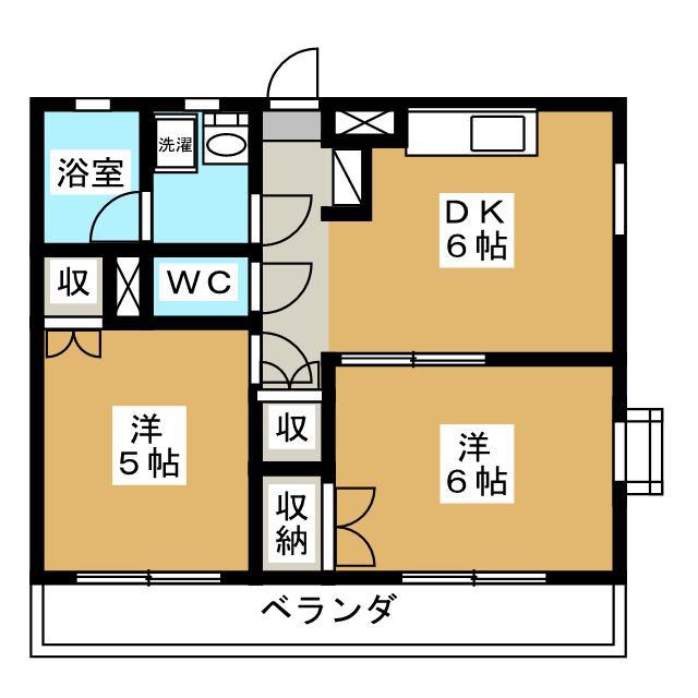 スカイパレス東中野A棟(2DK/1階)の間取り写真