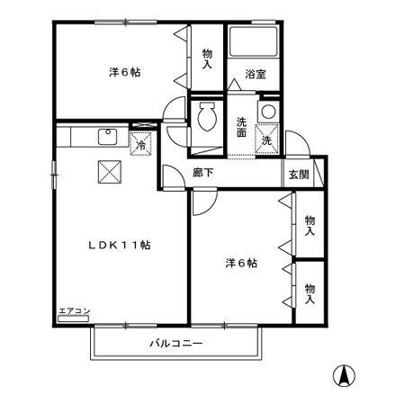 レピィナードIII(2LDK/1階)の間取り写真
