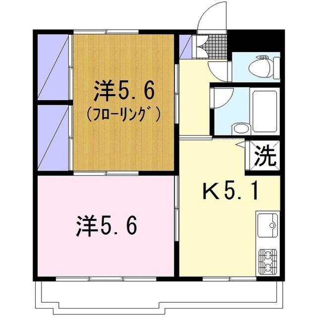 ニューディールマンション(2K/1階)の間取り写真