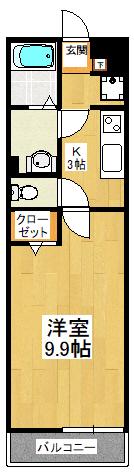 リブリ・北方町(1K/1階)の間取り写真