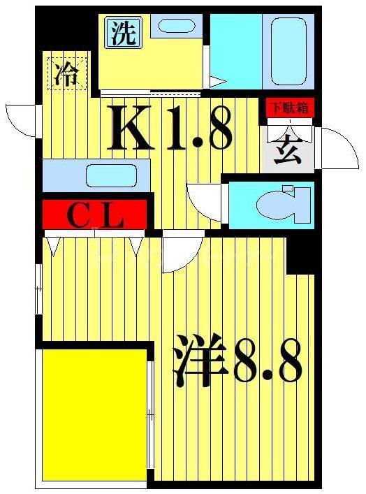 ESPOIR(1K/2階)の間取り写真