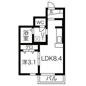 FOLUNA I・II(1LDK/1階)の間取り写真