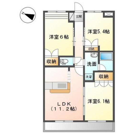フィールドアップII(3LDK/2階)の間取り写真