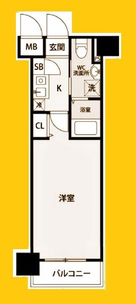 グリフィン新横浜・参番館(1K/8階)の間取り写真