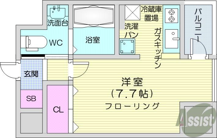 KDXレジデンス仙台駅東(ワンルーム/2階)の間取り写真