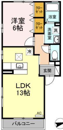 プリーマヴェールB(1LDK/1階)の間取り写真