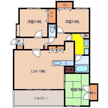 グランドパレス瀬頭(3LDK/12階)の間取り写真